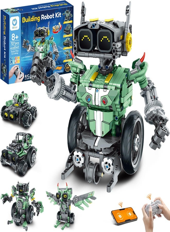 Sillbird Robot Car Building Kit with Remote Control for Boys Ages 8-14, STEM Coding Robotics Technic Toy Birthday Gifts for Kids, Buildable 5in1 Models with 727 Pieces - Image 1